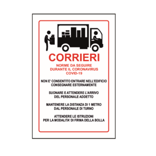 CARTELLO NORME CORRIERI COVID 19